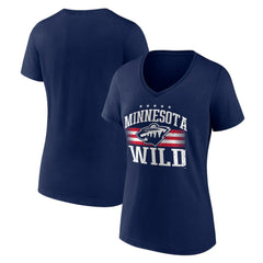 Minnesota Wild Women's Americana Team V-Neck T-Shirt - Navy | NHL on sale