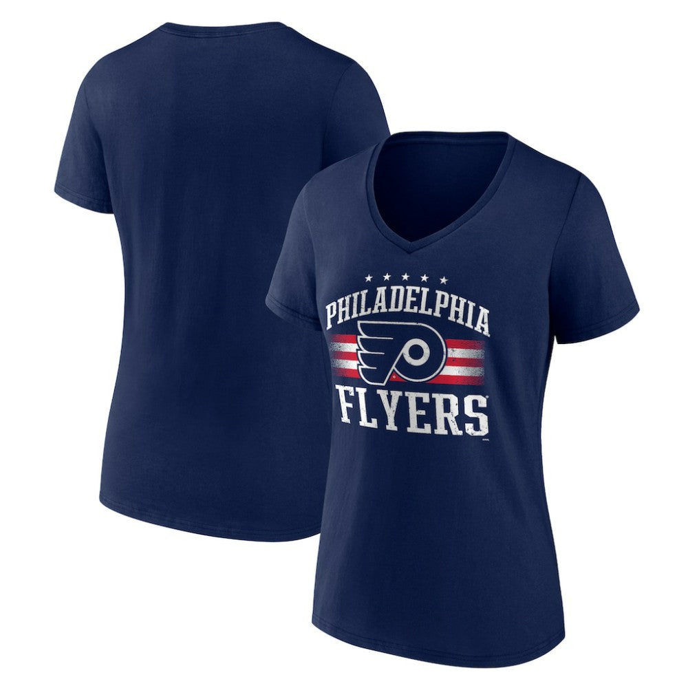 Philadelphia Flyers Women's Americana Team V-Neck T-Shirt - Navy | NHL Clearance