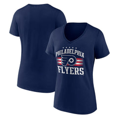Philadelphia Flyers Women's Americana Team V-Neck T-Shirt - Navy | NHL Clearance