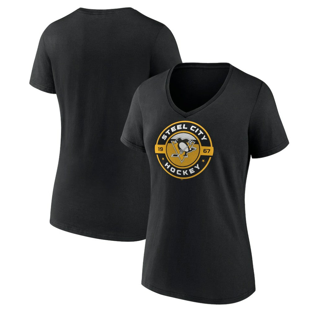 Pittsburgh Penguins Women's Native V-Neck T-Shirt - Black | NHL discount