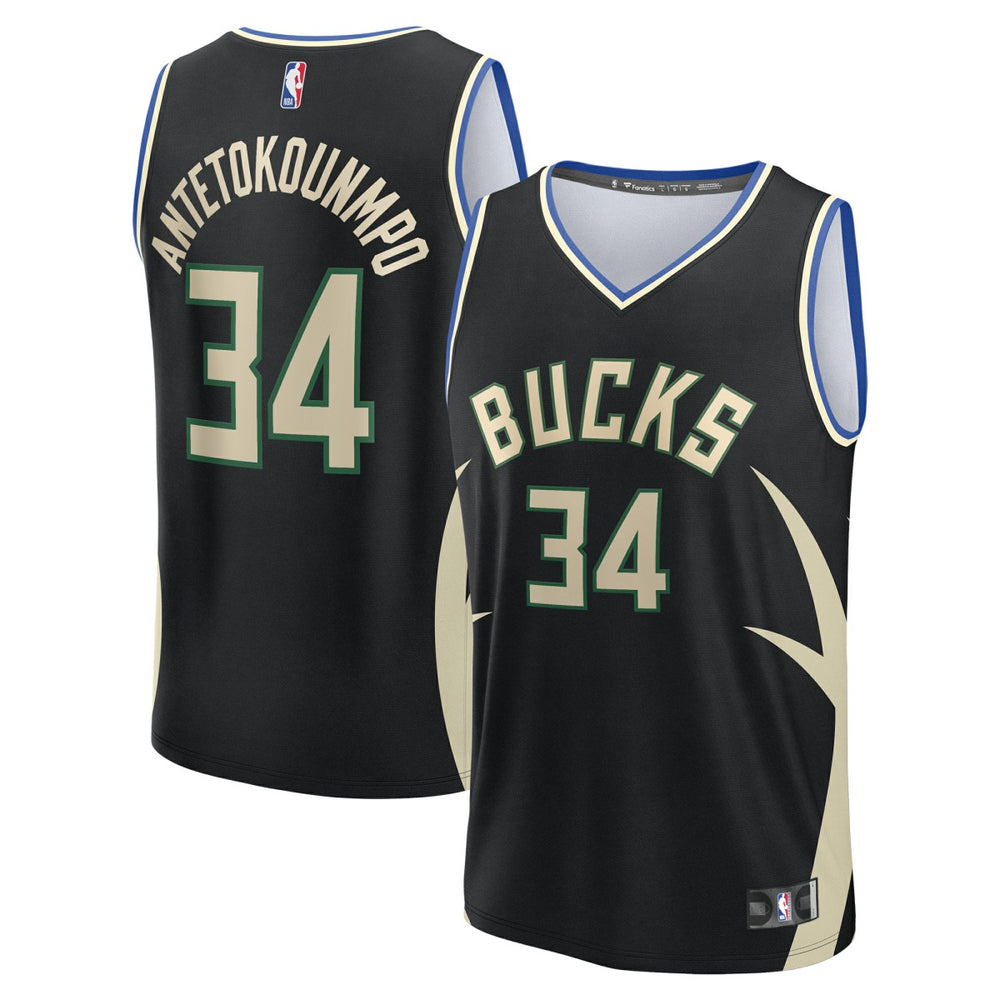 Fanatics Giannis Antetokounmpo Milwaukee Bucks Fast Break Replica Player Jersey Statement Edition Black