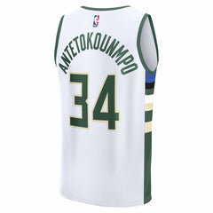 Fanatics Giannis Antetokounmpo Milwaukee Bucks Youth Fast Break Replica Player Jersey Association Edition White