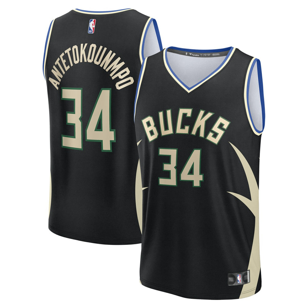 Fanatics Giannis Antetokounmpo Milwaukee Bucks Youth Fast Break Replica Player Jersey Statement Edition Black