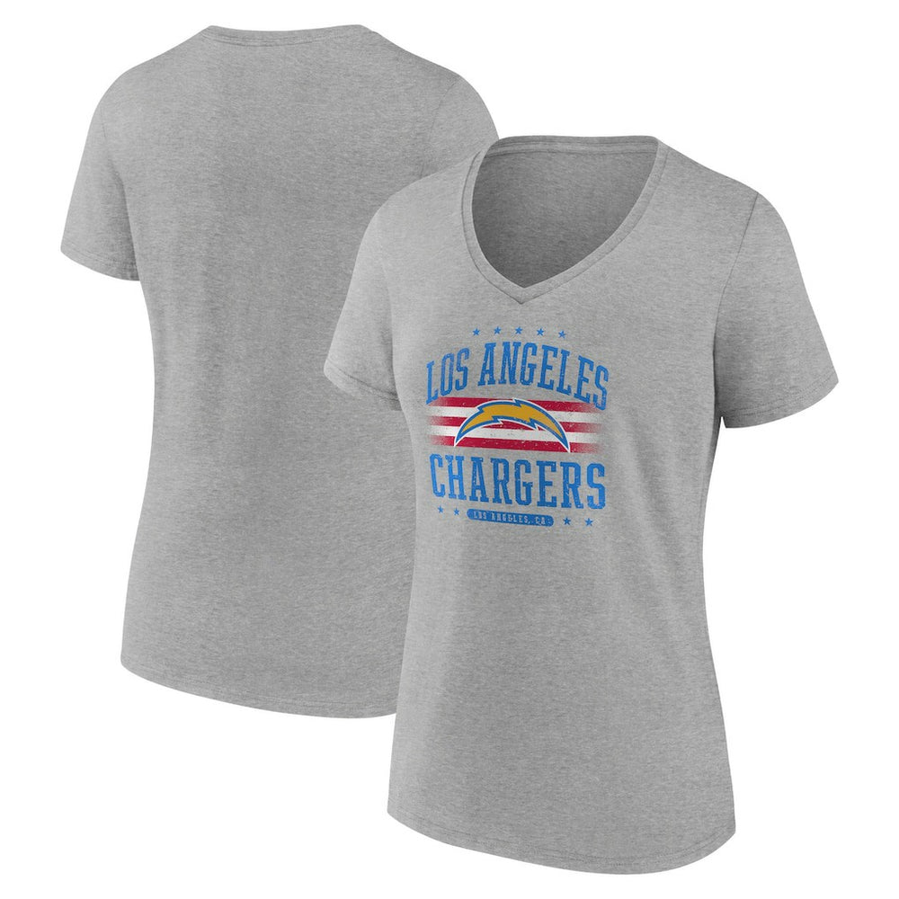 Los Angeles Chargers Women's Americana Team V-Neck T-Shirt - Gray - NFL