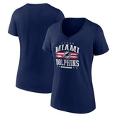 Miami Dolphins Women's Americana Team V-Neck T-Shirt - Navy - NFL