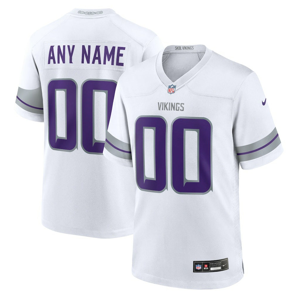 Minnesota Vikings Alternate Custom Game Jersey - White - Nike