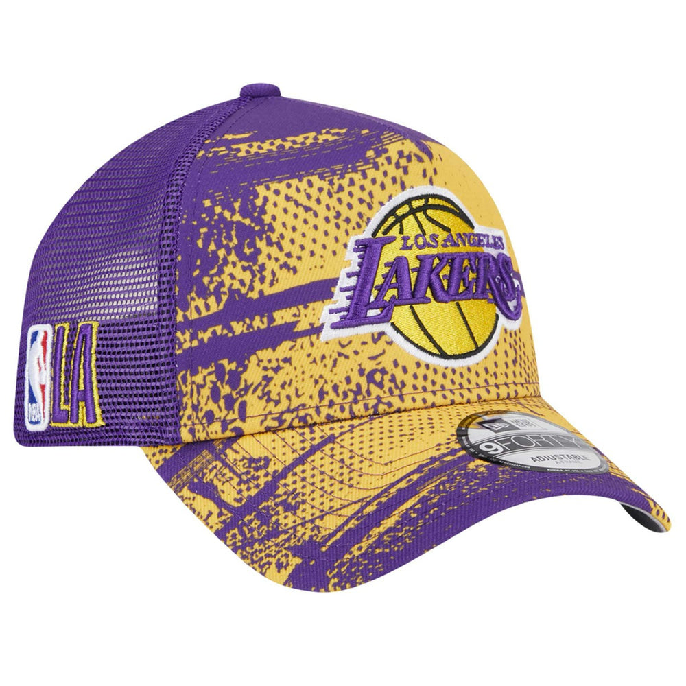 New Era Los Angeles Lakers Tip Off A-Frame Trucker 9FORTY Adjustable Hat Purple/Gold