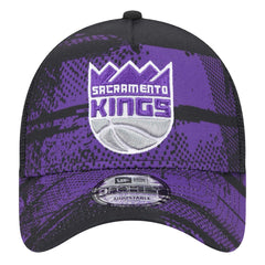 New Era Sacramento Kings Tip Off A-Frame Trucker 9FORTY Adjustable Hat Black/Purple