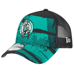 New Era Boston Celtics Tip Off A-Frame Trucker 9FORTY Adjustable Hat Black/Kelly Green