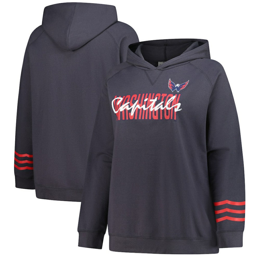 Washington Capitals Fanatics Women's Plus Size Lightweight Fleece Raglan Pullover Hoodie - Charcoal | Fanatics online