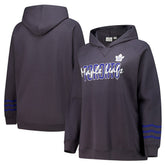 Toronto Maple Leafs Fanatics Women's Plus Size Lightweight Fleece Raglan Pullover Hoodie - Charcoal | Fanatics Lifestyle