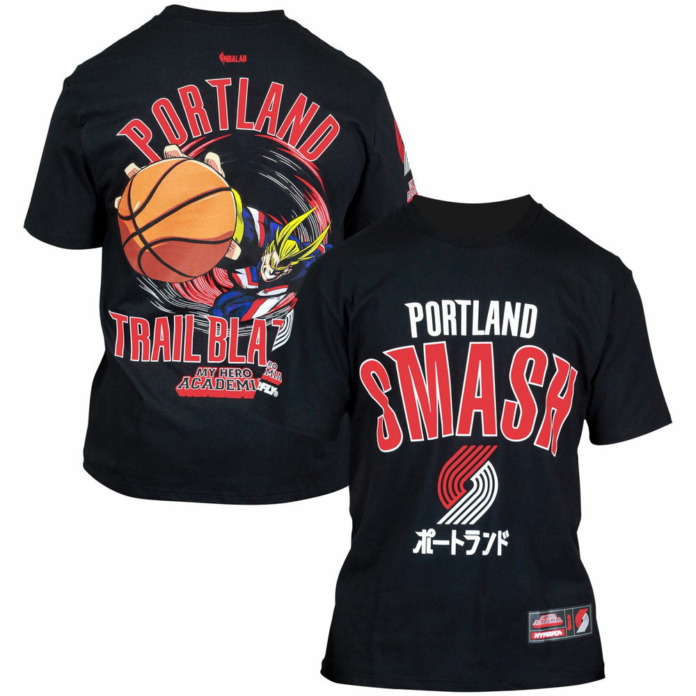 Portland Trail Blazers Hyperfly Unisex NBA x My Hero Academia All Might Smash T-Shirt Black