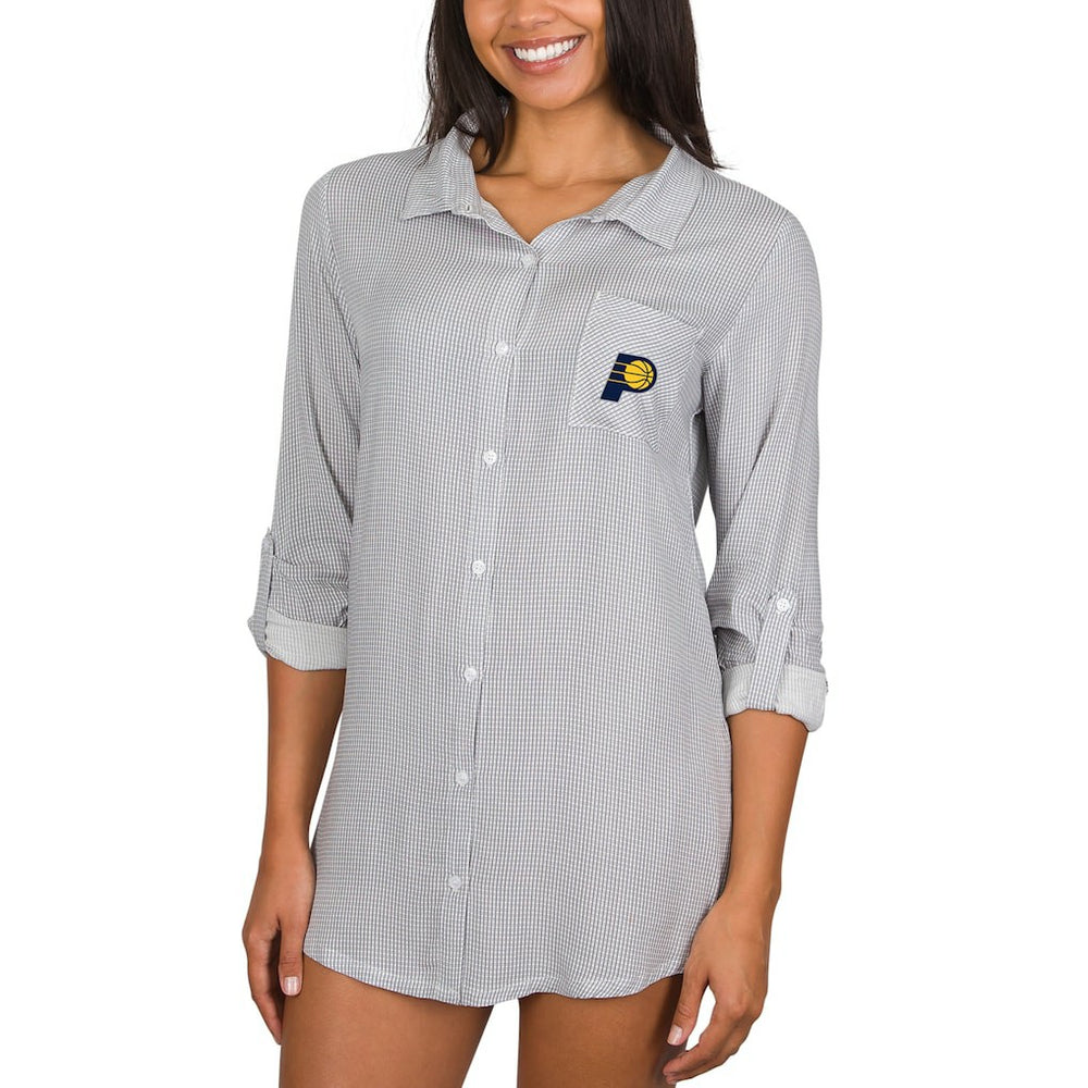 Indiana Pacers Concepts Sport Women's Melody Woven Long Sleeve Nightshirt Gray