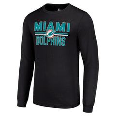 Miami Dolphins Starter Team Mesh Print Graphic Long Sleeve T-Shirt - Black - NFL