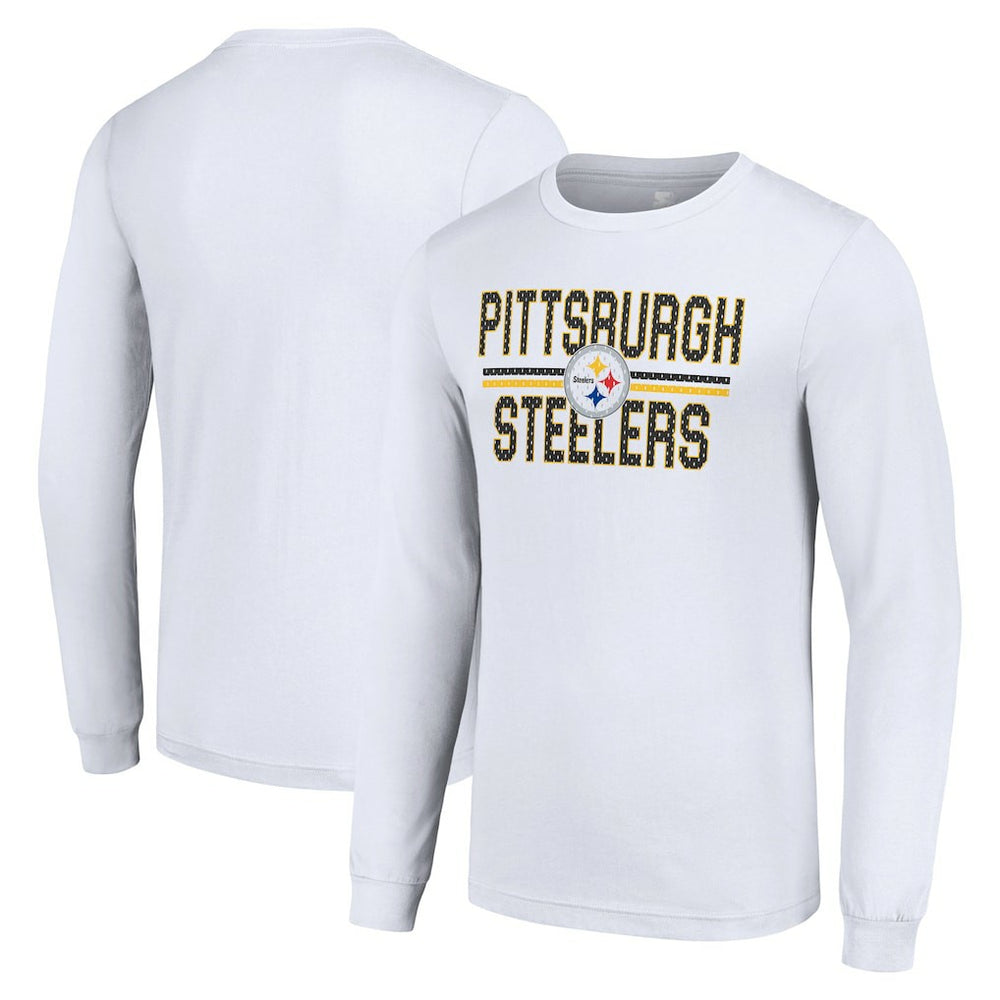 Pittsburgh Steelers Starter Team Mesh Print Graphic Long Sleeve T-Shirt - White - NFL