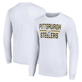 Pittsburgh Steelers Starter Team Mesh Print Graphic Long Sleeve T-Shirt - White - NFL