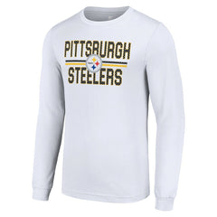 Pittsburgh Steelers Starter Team Mesh Print Graphic Long Sleeve T-Shirt - White - NFL