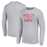 Kansas City Chiefs Starter Team Mesh Print Graphic Long Sleeve T-Shirt - Heather Gray - NFL