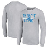 Detroit Lions Starter Team Mesh Print Graphic Long Sleeve T-Shirt - Heather Gray - NFL