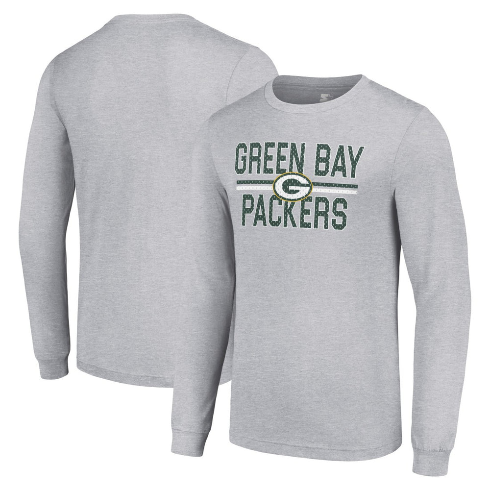 Green Bay Packers Starter Team Mesh Print Graphic Long Sleeve T-Shirt - Heather Gray - NFL