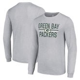 Green Bay Packers Starter Team Mesh Print Graphic Long Sleeve T-Shirt - Heather Gray - NFL