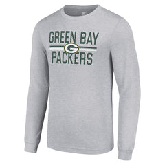 Green Bay Packers Starter Team Mesh Print Graphic Long Sleeve T-Shirt - Heather Gray - NFL