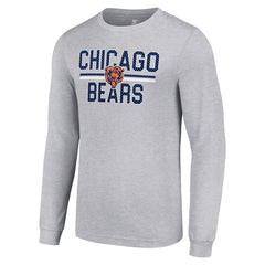 Chicago Bears Starter Team Mesh Print Graphic Long Sleeve T-Shirt - Heather Gray - NFL