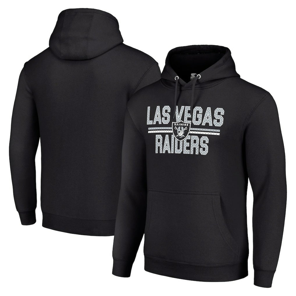 Las Vegas Raiders Starter Unisex Team Mesh Print Graphic Tri-Blend Pullover Hoodie - Black - NFL