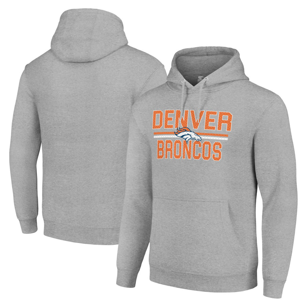 Denver Broncos Starter Unisex Team Mesh Print Graphic Tri-Blend Pullover Hoodie - Heather Gray - NFL