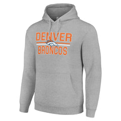 Denver Broncos Starter Unisex Team Mesh Print Graphic Tri-Blend Pullover Hoodie - Heather Gray - NFL