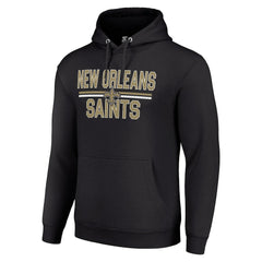New Orleans Saints Starter Unisex Team Mesh Print Graphic Tri-Blend Pullover Hoodie - Black - NFL