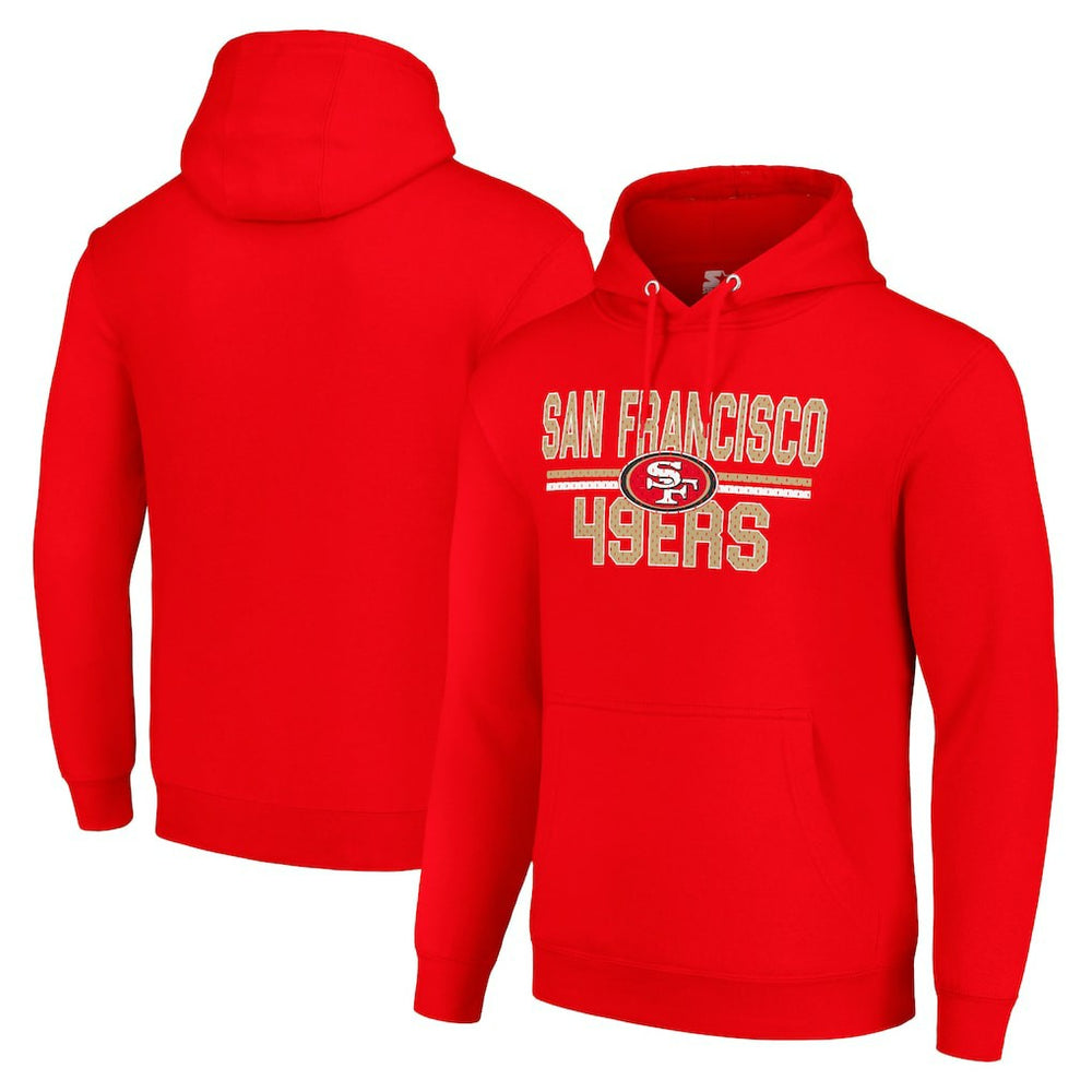 San Francisco 49ers Starter Unisex Team Mesh Print Graphic Tri-Blend Pullover Hoodie - Scarlet - NFL