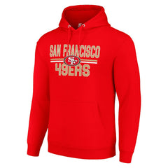 San Francisco 49ers Starter Unisex Team Mesh Print Graphic Tri-Blend Pullover Hoodie - Scarlet - NFL