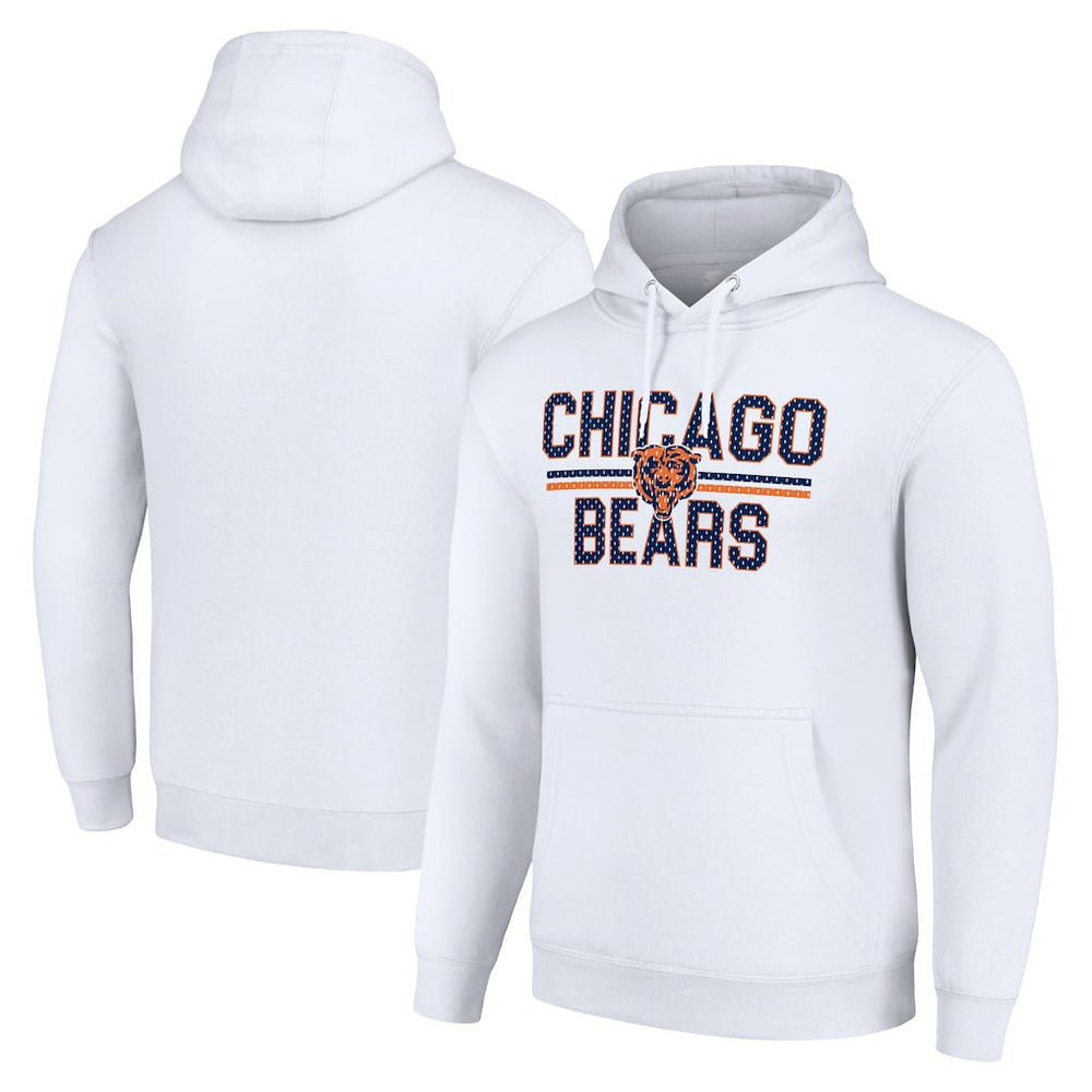 Chicago Bears Starter Unisex Team Mesh Print Graphic Tri-Blend Pullover Hoodie - White - NFL