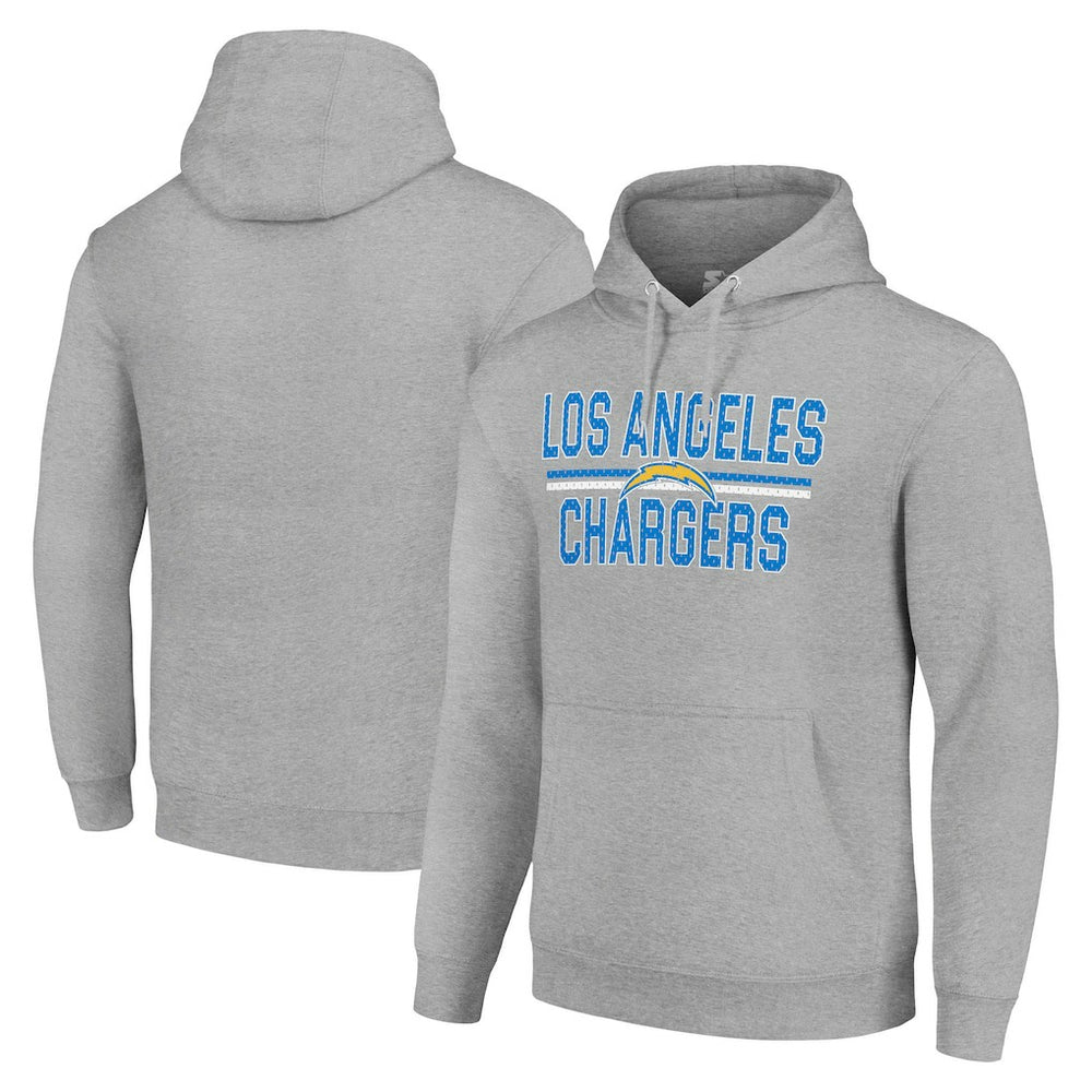 Los Angeles Chargers Starter Unisex Team Mesh Print Graphic Tri-Blend Pullover Hoodie - Heather Gray - NFL
