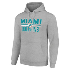 Miami Dolphins Starter Unisex Team Mesh Print Graphic Tri-Blend Pullover Hoodie - Heather Gray - NFL