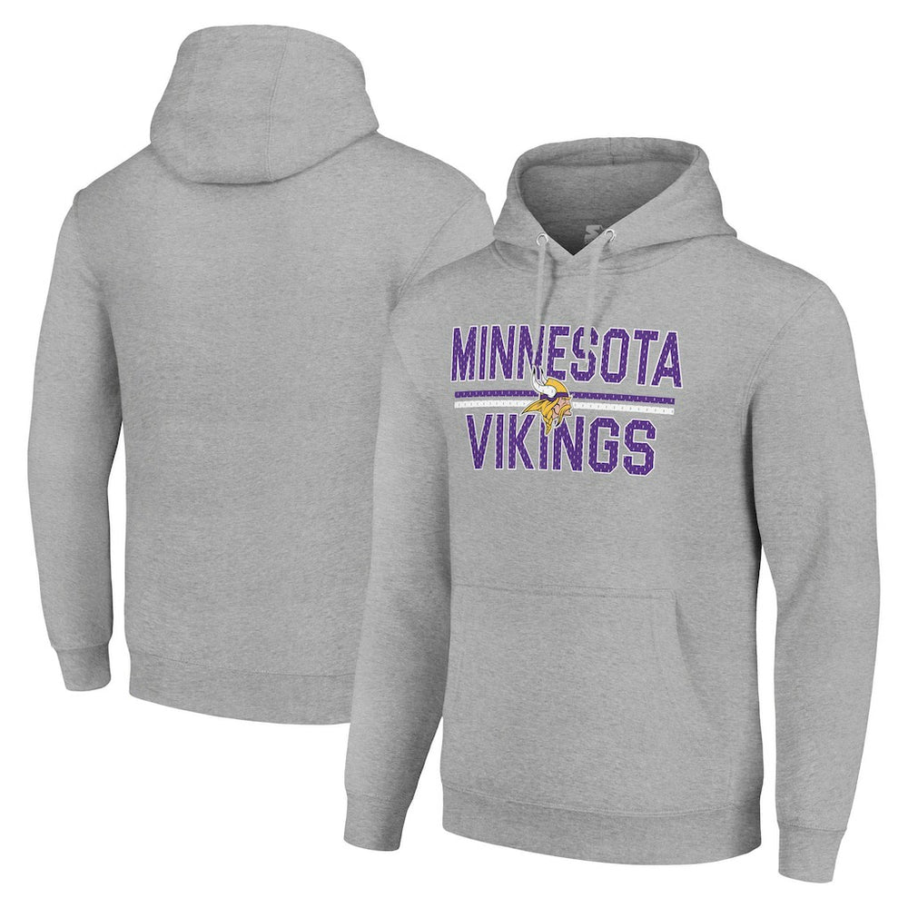 Minnesota Vikings Starter Unisex Team Mesh Print Graphic Tri-Blend Pullover Hoodie - Heather Gray - NFL