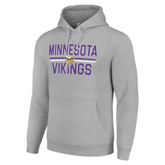 Minnesota Vikings Starter Unisex Team Mesh Print Graphic Tri-Blend Pullover Hoodie - Heather Gray - NFL
