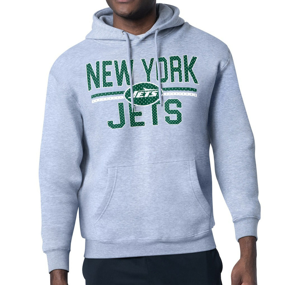 New York Jets Starter Unisex Team Mesh Print Graphic Tri-Blend Pullover Hoodie - Heather Gray - NFL