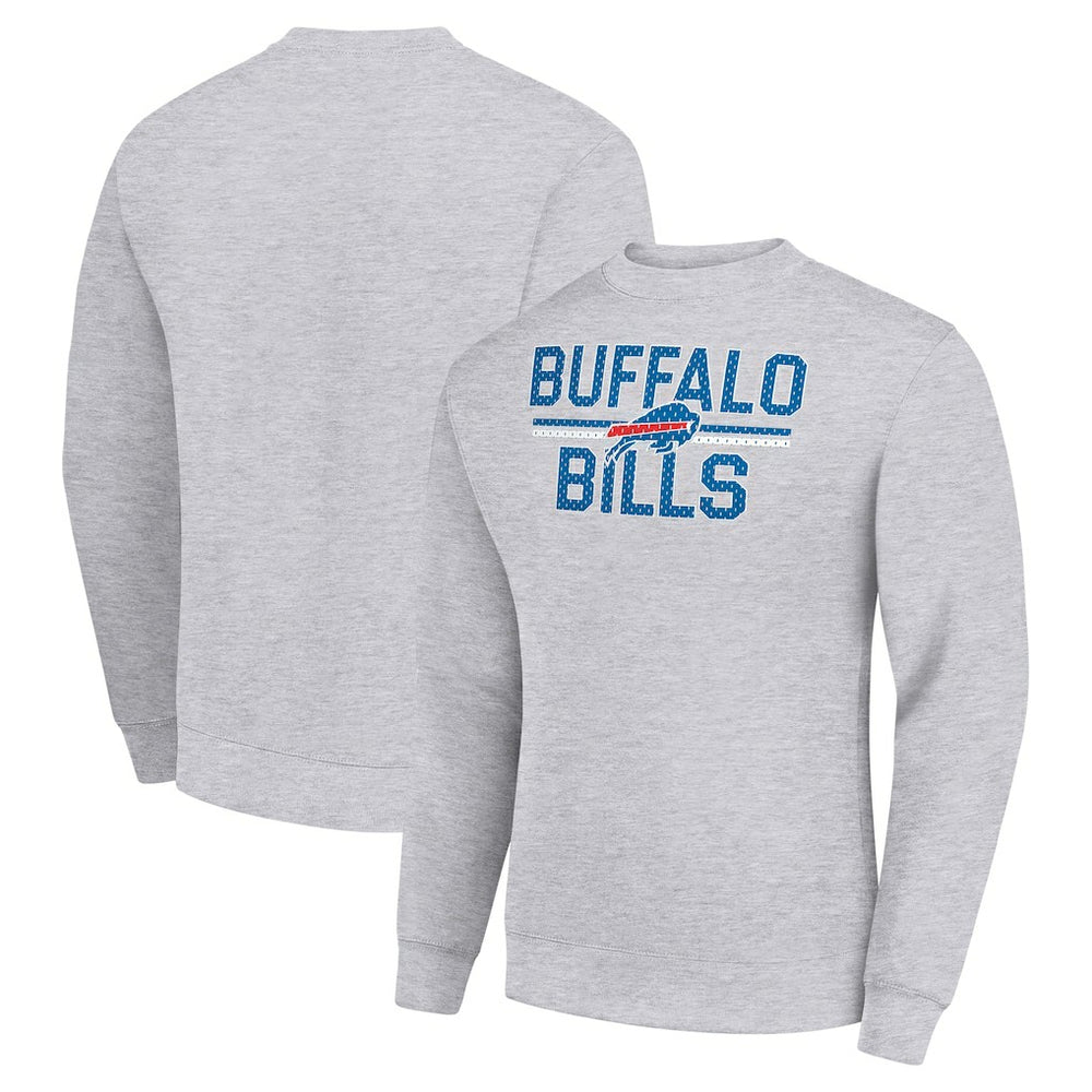 Buffalo Bills Starter Team Mesh Print Graphic Pullover Sweatshirt - Heather Gray - NFL