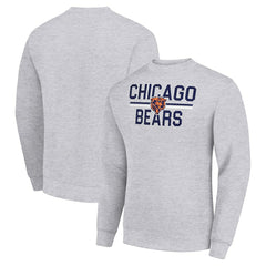 Chicago Bears Starter Team Mesh Print Graphic Pullover Sweatshirt - Heather Gray - NFL