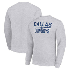 Dallas Cowboys Starter Team Mesh Print Graphic Pullover Sweatshirt - Heather Gray - NFL