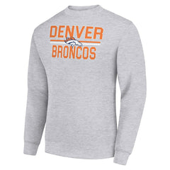 Denver Broncos Starter Team Mesh Print Graphic Pullover Sweatshirt - Heather Gray - NFL