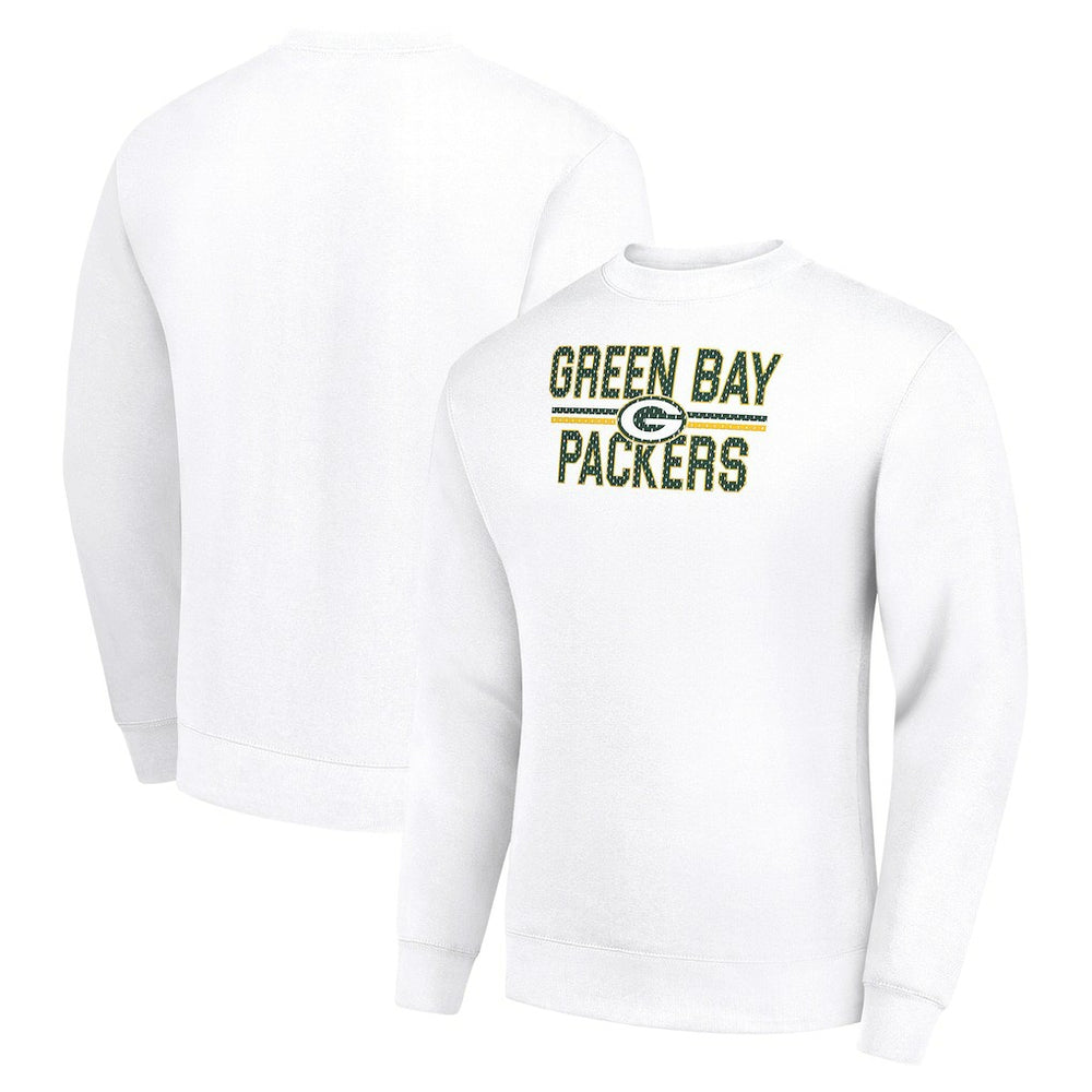 Green Bay Packers Starter Team Mesh Print Graphic Pullover Sweatshirt - White - NFL
