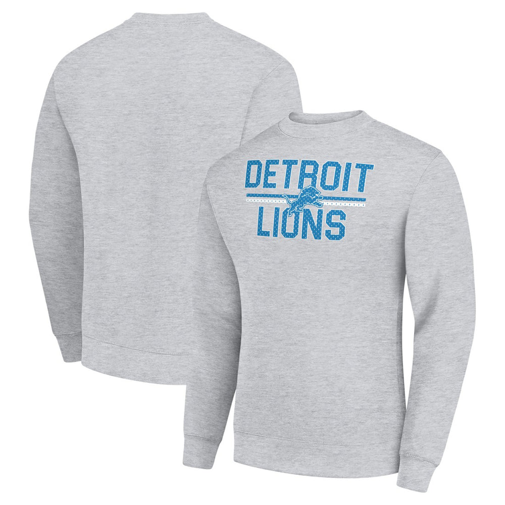 Detroit Lions Starter Team Mesh Print Graphic Pullover Sweatshirt - Heather Gray - NFL