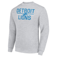 Detroit Lions Starter Team Mesh Print Graphic Pullover Sweatshirt - Heather Gray - NFL