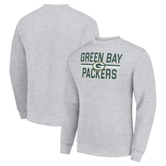 Green Bay Packers Starter Team Mesh Print Graphic Pullover Sweatshirt - Heather Gray - NFL