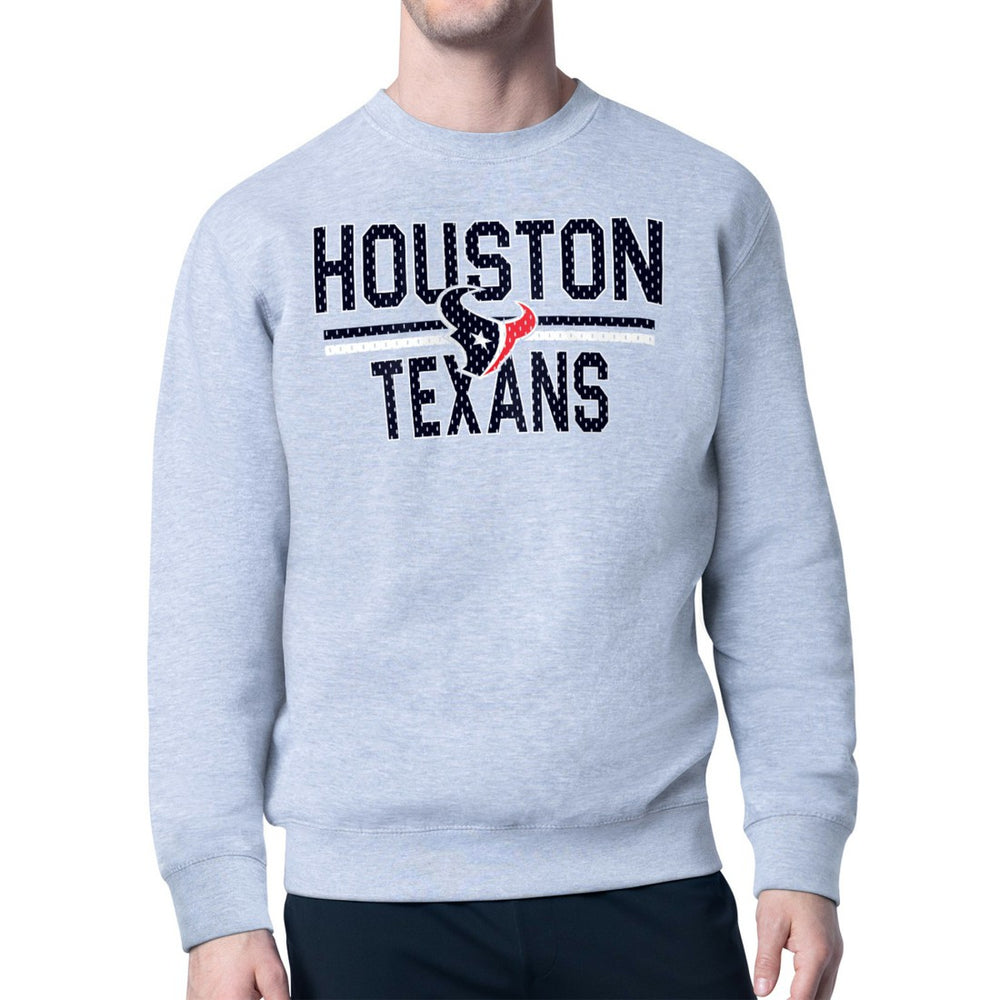 Houston Texans Starter Team Mesh Print Graphic Pullover Sweatshirt - Heather Gray - NFL