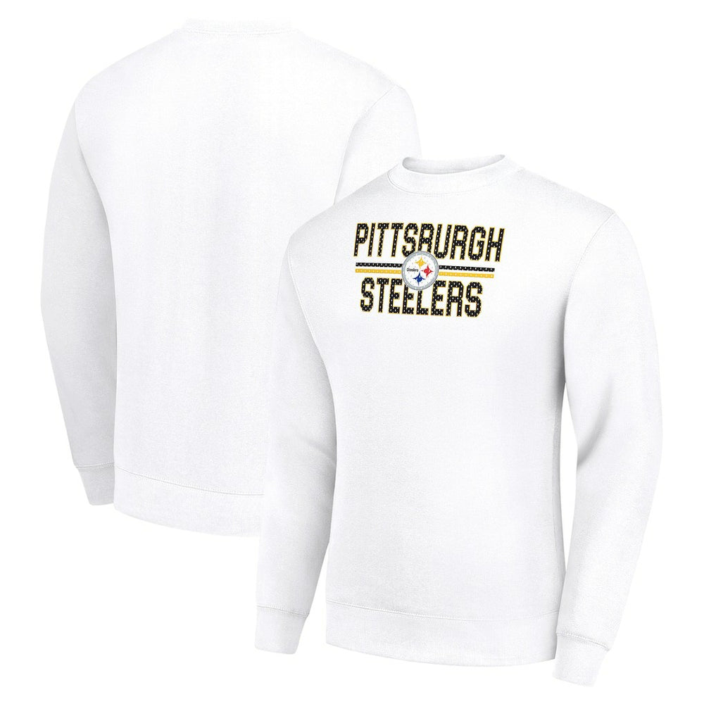 Pittsburgh Steelers Starter Team Mesh Print Graphic Pullover Sweatshirt - White - NFL
