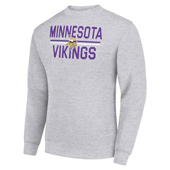 Minnesota Vikings Starter Team Mesh Print Graphic Pullover Sweatshirt - Heather Gray - NFL